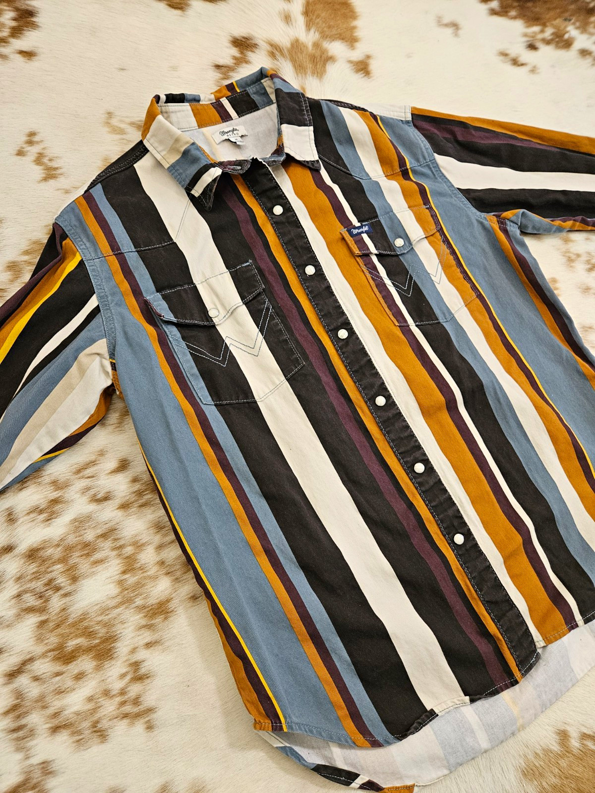Wrangler Retro Striped Western Pearl Snap Shirt Multicolor Women\'s M NWOT