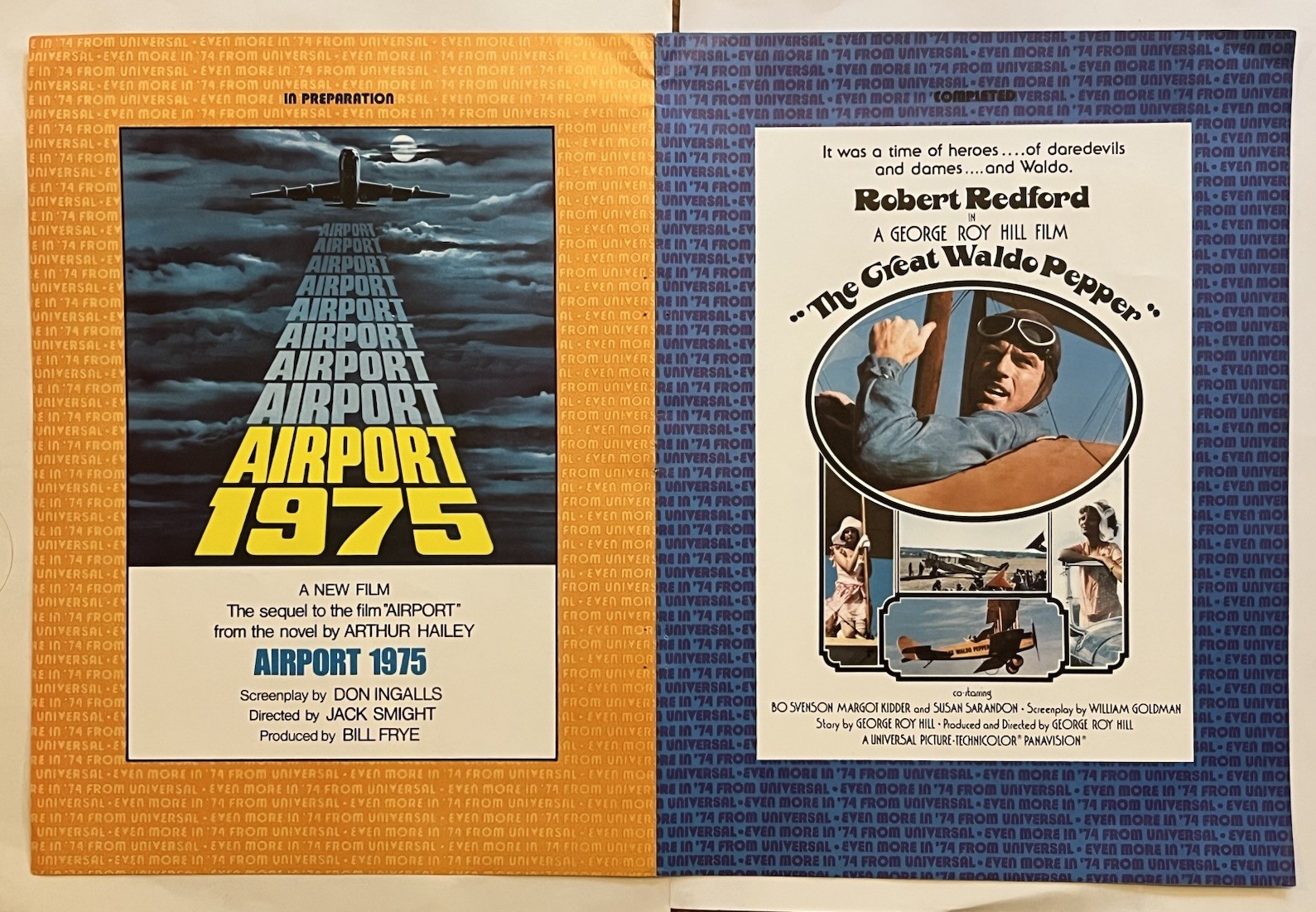Vintage 1974 Universal Pictures Studio Trade Ad Poster - Redford Garner Airport 