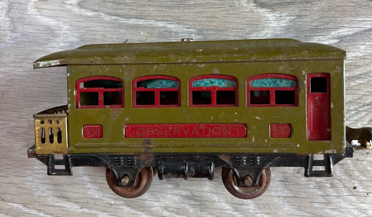 Vintage Lionel Train Prewar O GAUGE 530 Green Passenger Car Observation Vintage Lionel Train Prewar O GAUGE 530 Green Passenger Car Observation