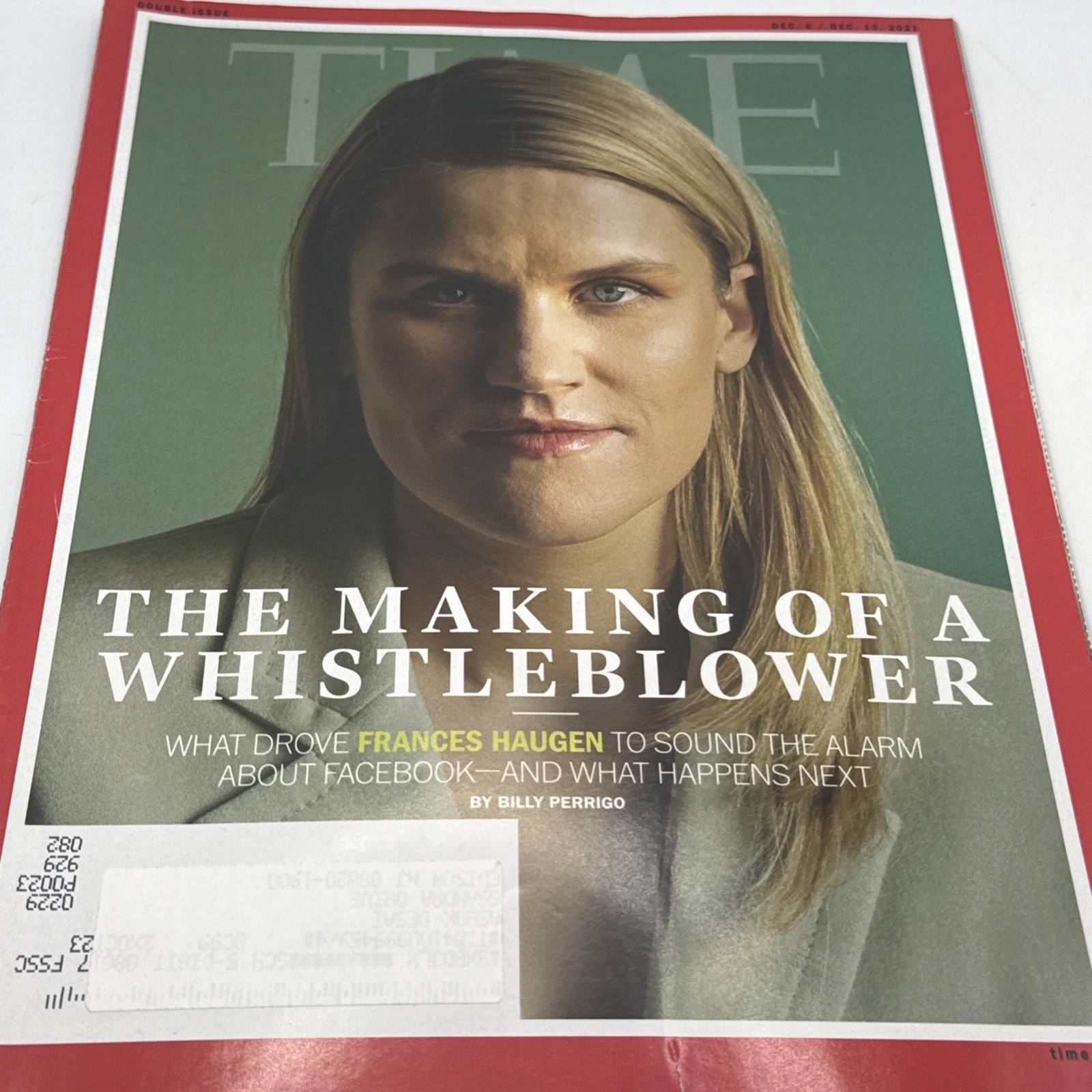 2021 December 6 & 13 Time Magazine, Frances Haugen Whistle Blower 2021 December 6 & 13 Time Magazine, Frances Haugen Whistle Blower