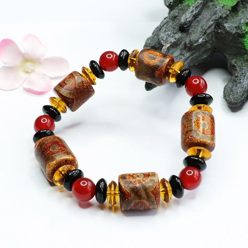 15mm Natural Red Agate Bracelet Dzi Beads Barrel Lu Lu Tong Jewelry