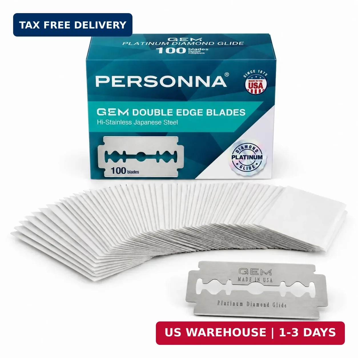 Personna GEM Platinum Diamond Glide Double Edge Razor Blades, 100 Count, Surgica