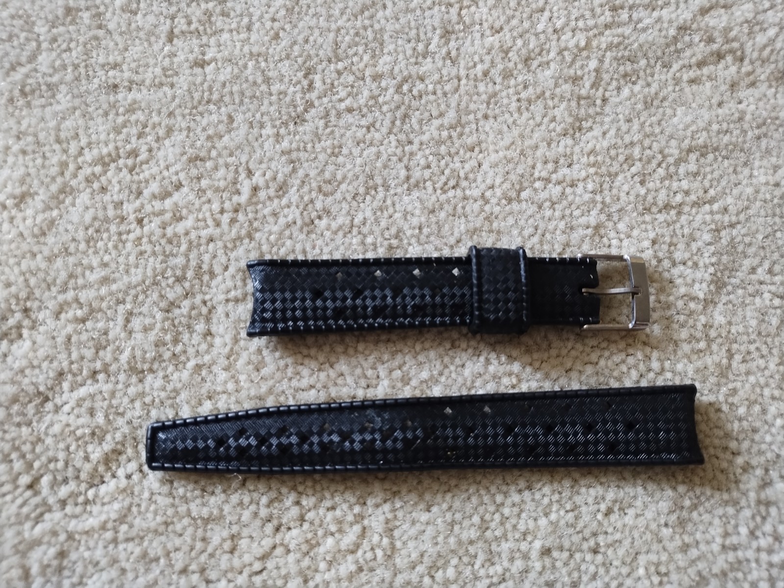 Old stock 1960s original vintage Tropic Swiss 16mm divers watch band curved ends Old stock 1960s original vintage Tropic Swiss 16mm divers watch band curved ends