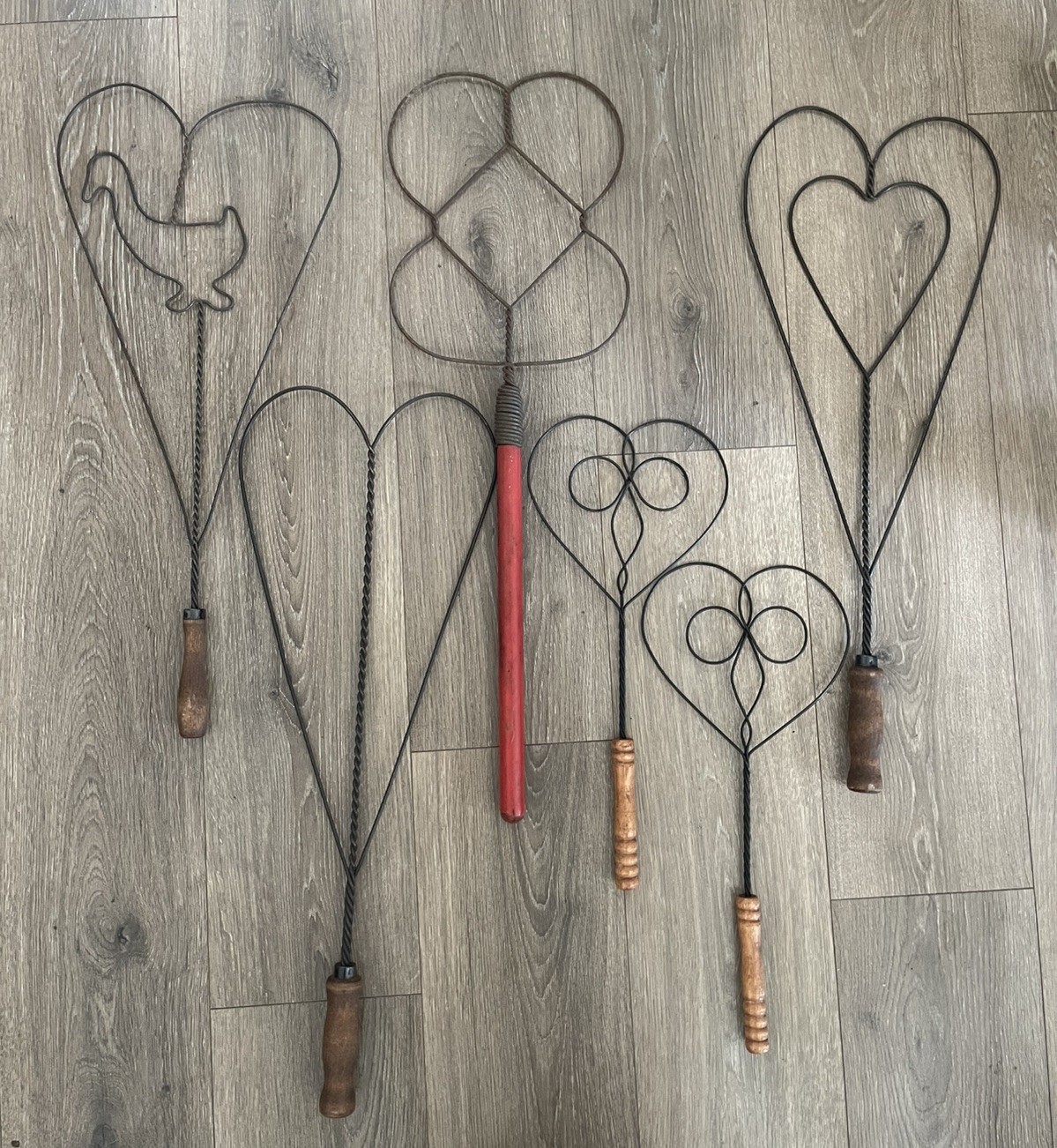 Lot of Vintage Rug Beaters Wood Handles Farmhouse Heart Goose Decor Primitive Lot of Vintage Rug Beaters Wood Handles Farmhouse Heart Goose Decor Primitive