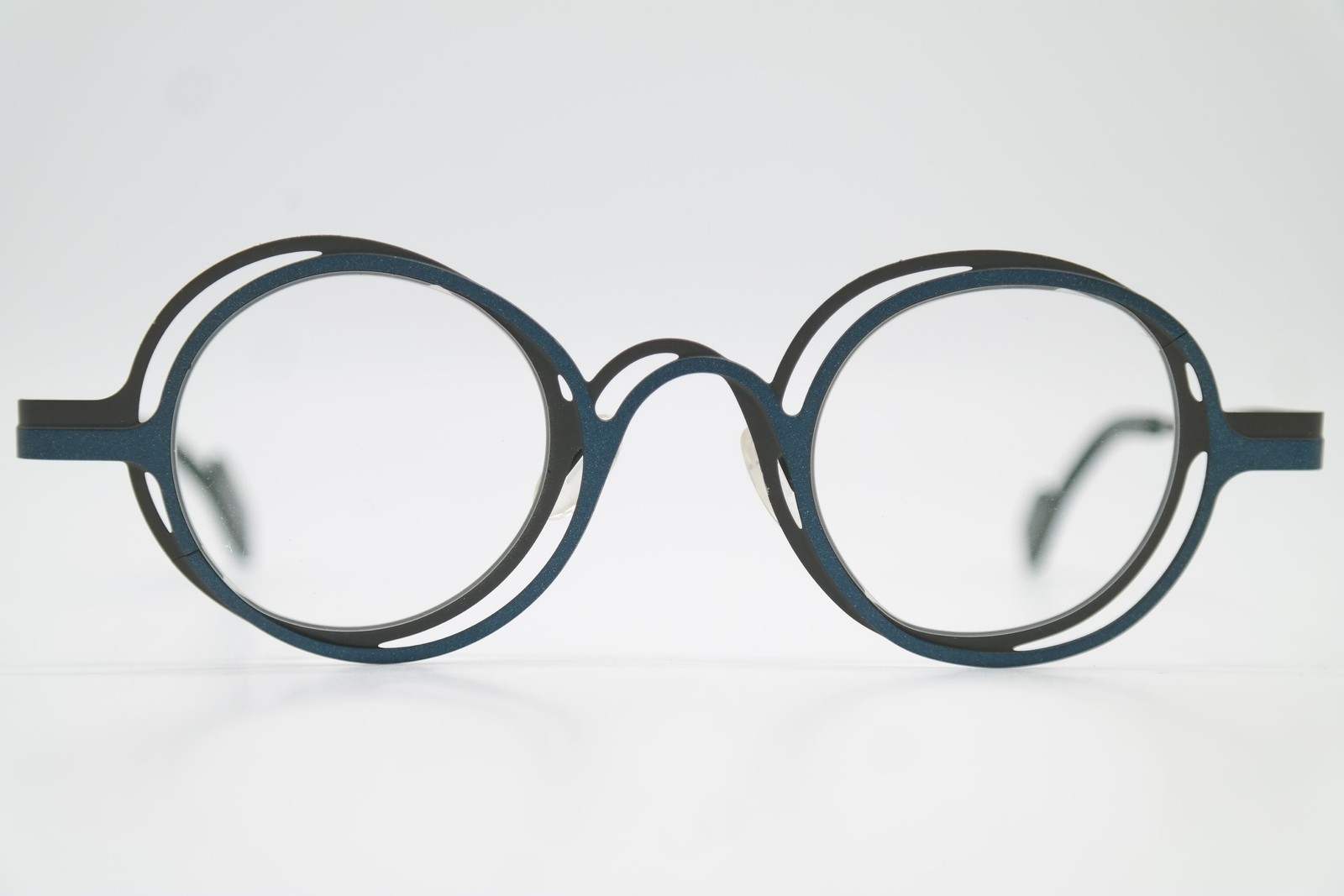 Theo Belgium EYE WITTNESS VA Oval Eyeglasses Frame Blue Gray Metal New