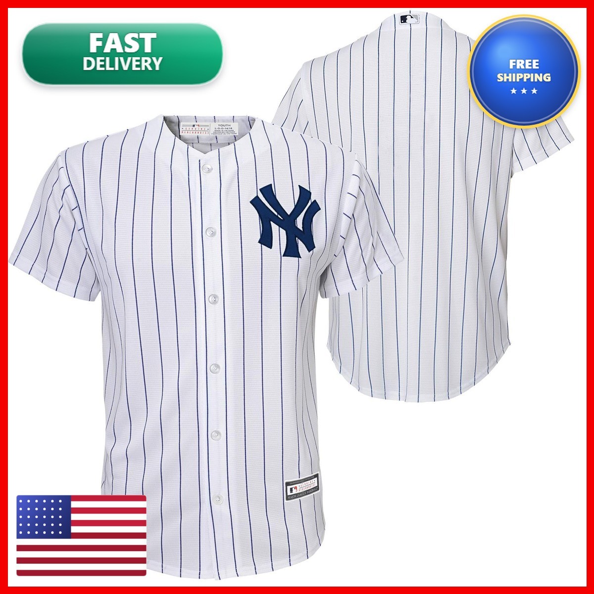 Outerstuff New York Yankees Kids Youth MLB Home Team Jersey White Size 5/6