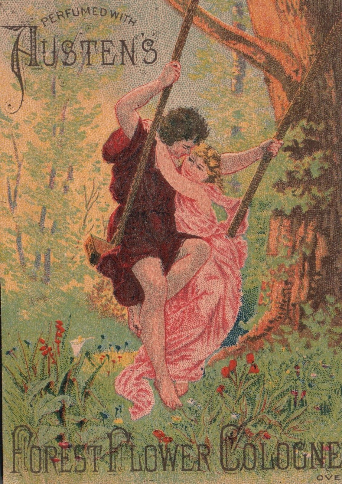 1880-90s Man & Woman in Arms on Swing Perfumed w/ Austen's Forest Flower Cologne 1880-90s Man & Woman in Arms on Swing Perfumed w/ Austen's Forest Flower Cologne