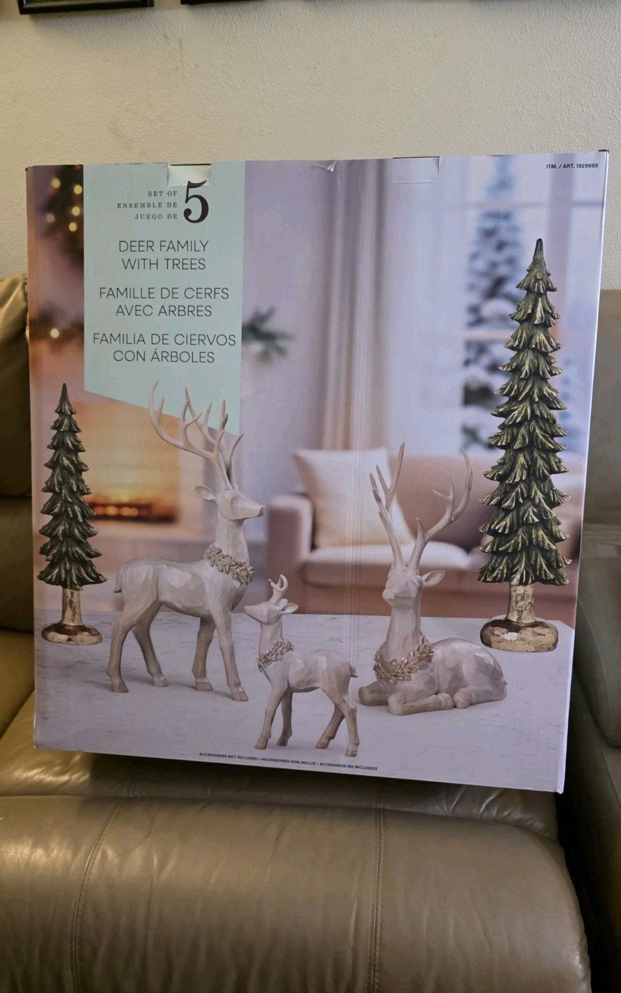 Holiday Deer Family with Trees, Set of 5, Large Gift Set 