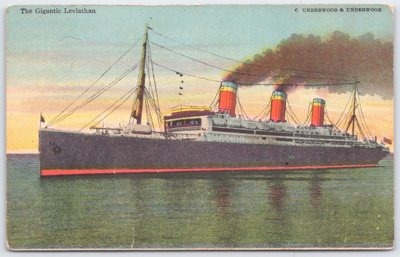 Vintage The Gigantic Leviathan Ocean Liner Postcard by Underwood & Underwood Vintage The Gigantic Leviathan Ocean Liner Postcard by Underwood & Underwood