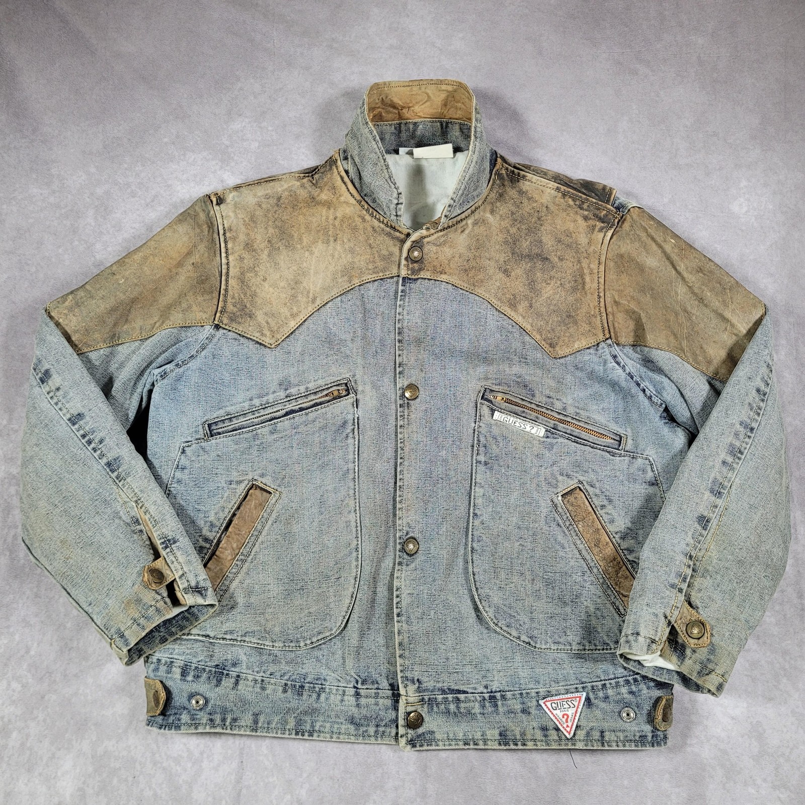 Vintage Guess Jacket Mens Medium Blue Denim Georges Marciano Marty Mcfly 80s