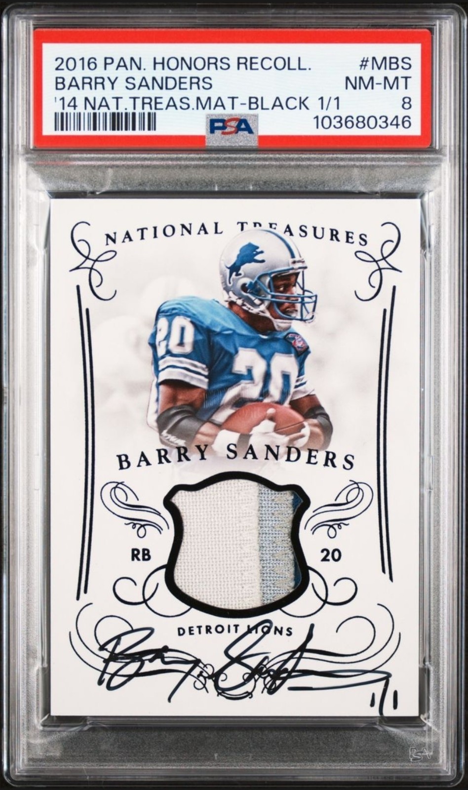 2016 Panini Honors Recollection Collection Barry Sanders Patch Auto Black 1/1 2016 Panini Honors Recollection Collection Barry Sanders Patch Auto Black 1/1