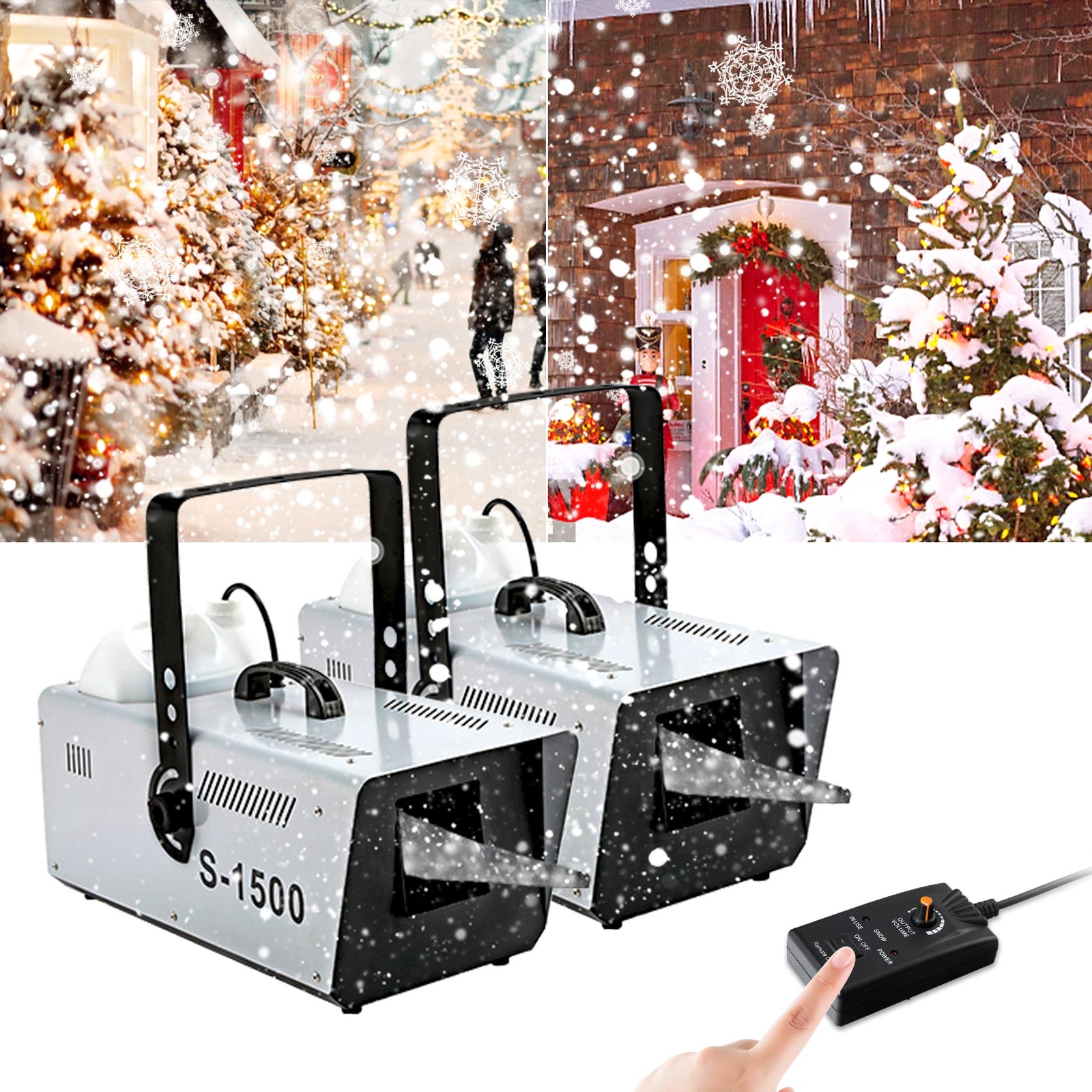 2Pcs 1500W Snow Machine Snowflake Maker Machine Stage DJ Flake Effect w/Remote 2Pcs 1500W Snow Machine Snowflake Maker Machine Stage DJ Flake Effect w/Remote
