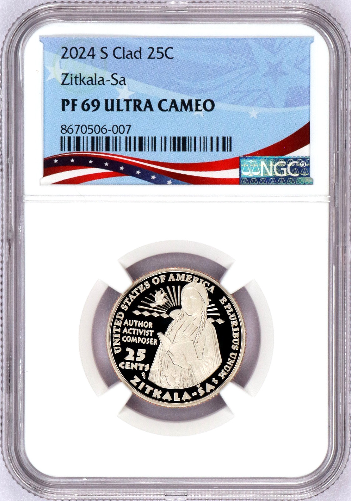 2024-S Proof American Women Quarter - Zitkala-Sa - PF69 Ultra Cameo, NGC