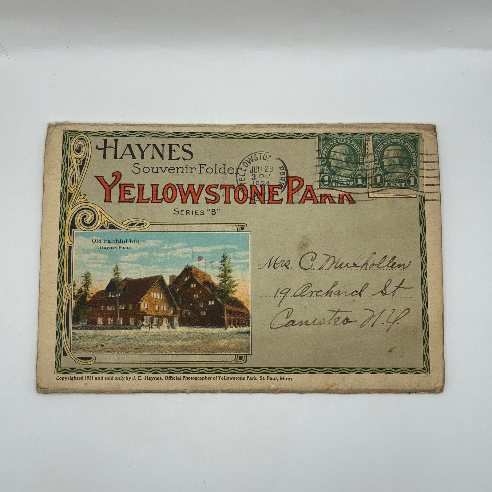 Vintage 1924 Haynes Yellowstone Park Souvenir Folder Series B Postcards Stamps