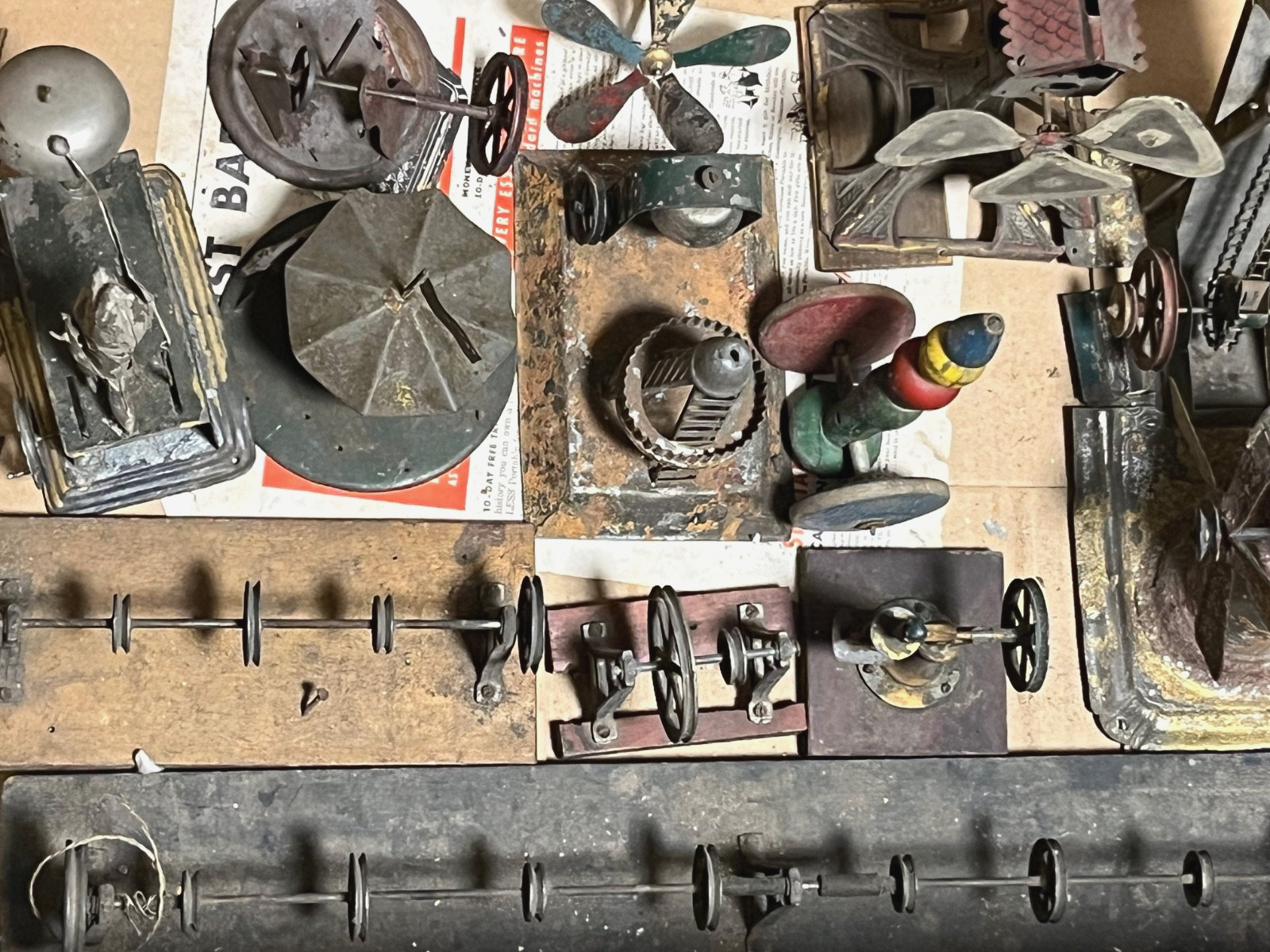 Vintage Antique Cast Iron Tin Toy Steam Engine Workshop Accessory Lot Vintage Antique Cast Iron Tin Toy Steam Engine Workshop Accessory Lot