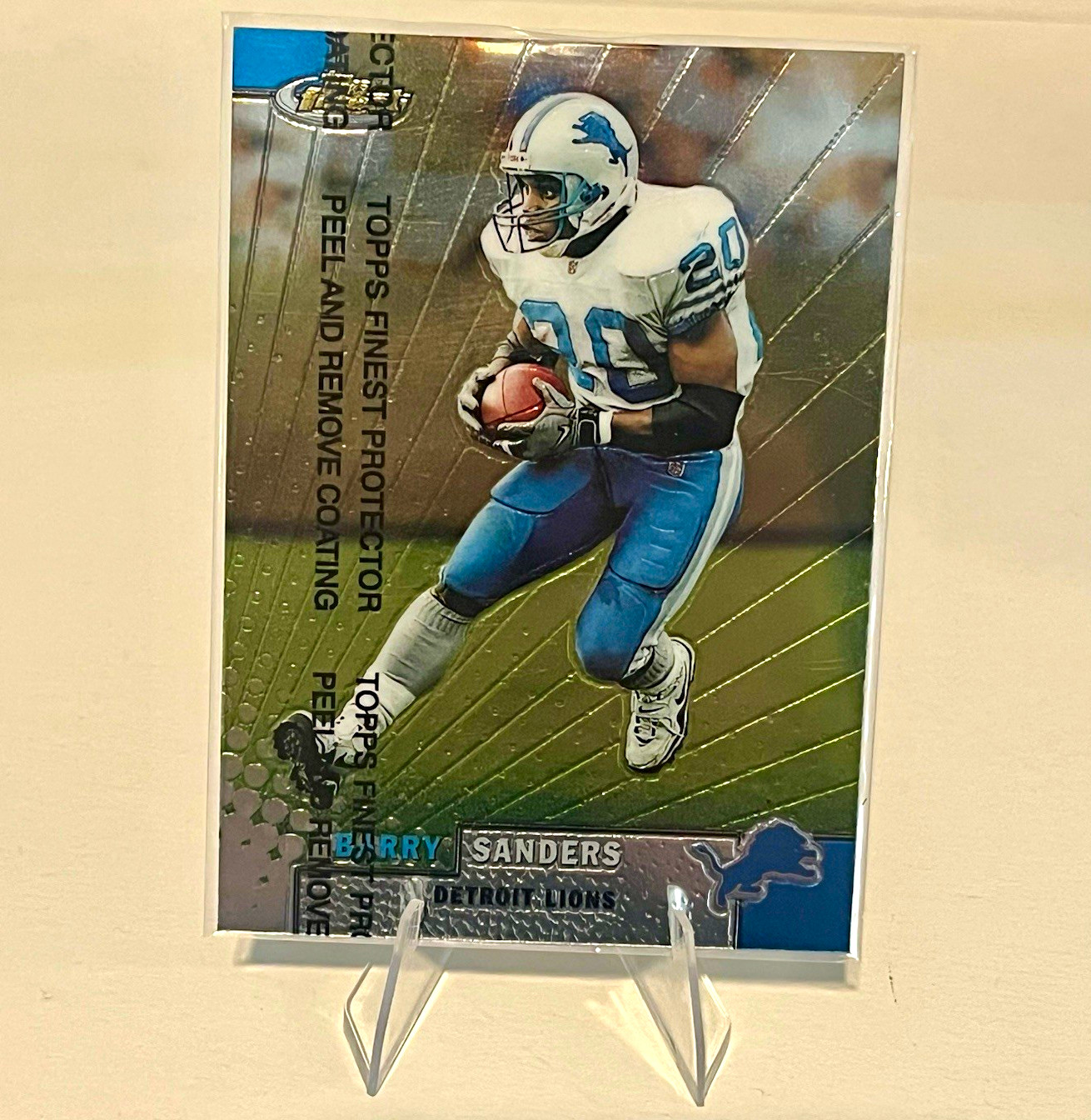Topps 1999 Topps Finest Barry Sanders Detroit Lions #80 Peel & Remove Coating Topps 1999 Topps Finest Barry Sanders Detroit Lions #80 Peel & Remove Coating