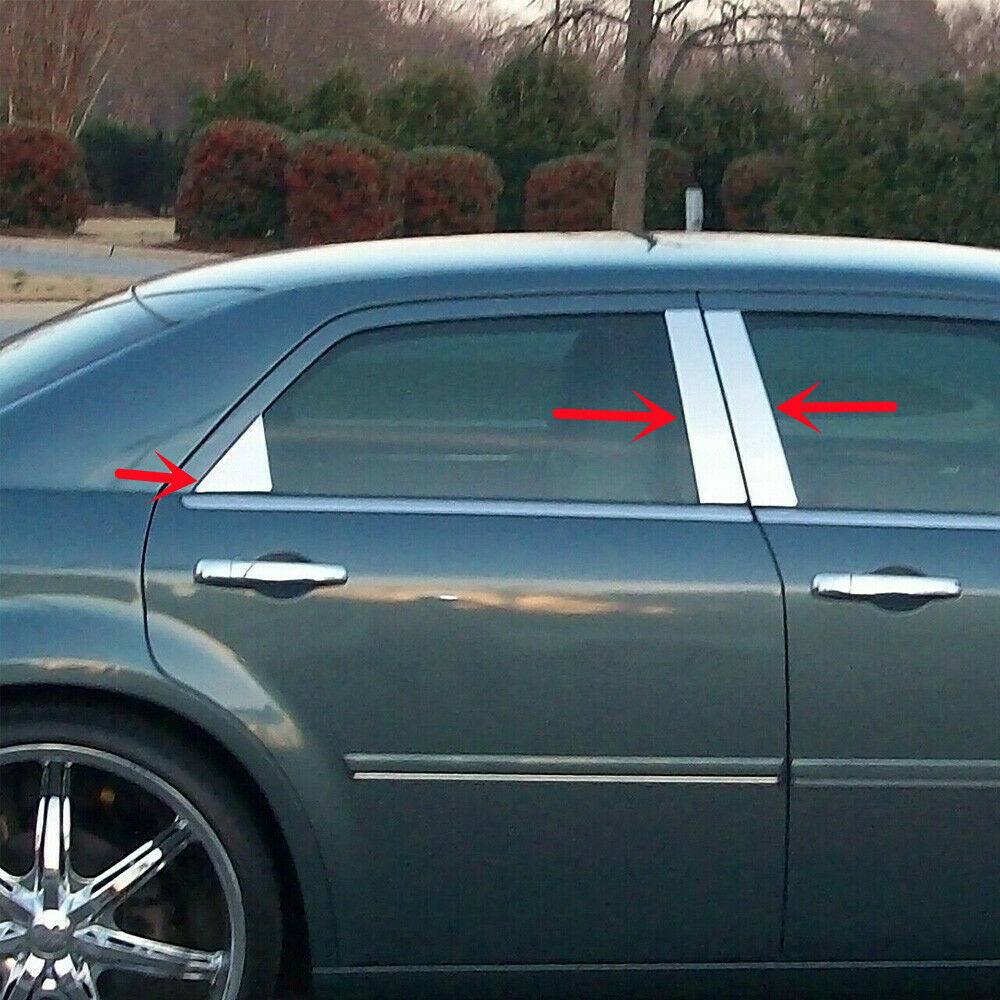 Fit Chrysler 300-C Chrome Door Pillar Post 6 PC Polished Stainless Steel 05-10