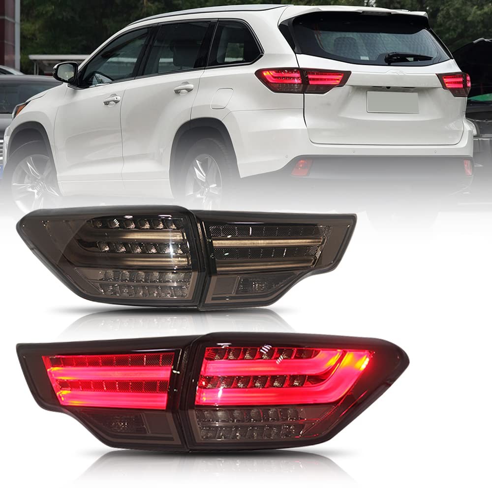 for Toyota Highlander 2014 2019 Tail Light Assembly Plug&Play DRL Style Smoke