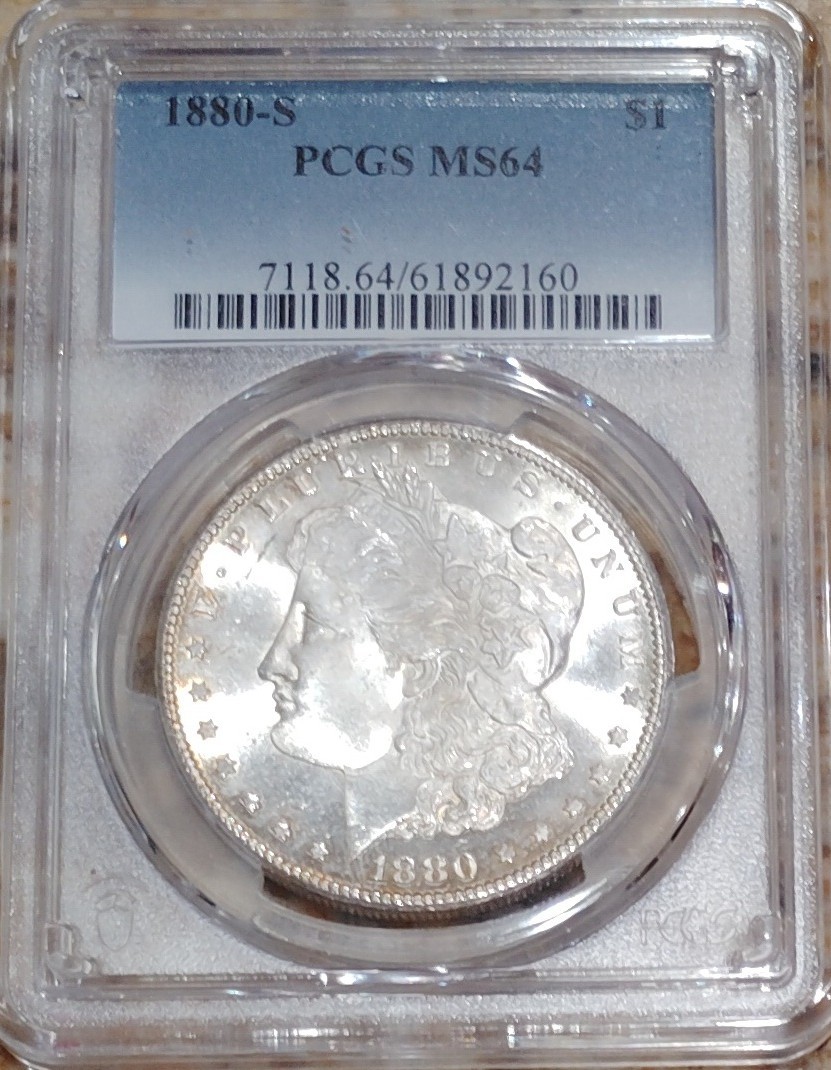 1880-S Morgan Dollar, PCGS MS64, Mint Lustre with Golden Rim Toning 1880-S Morgan Dollar, PCGS MS64, Mint Lustre with Golden Rim Toning