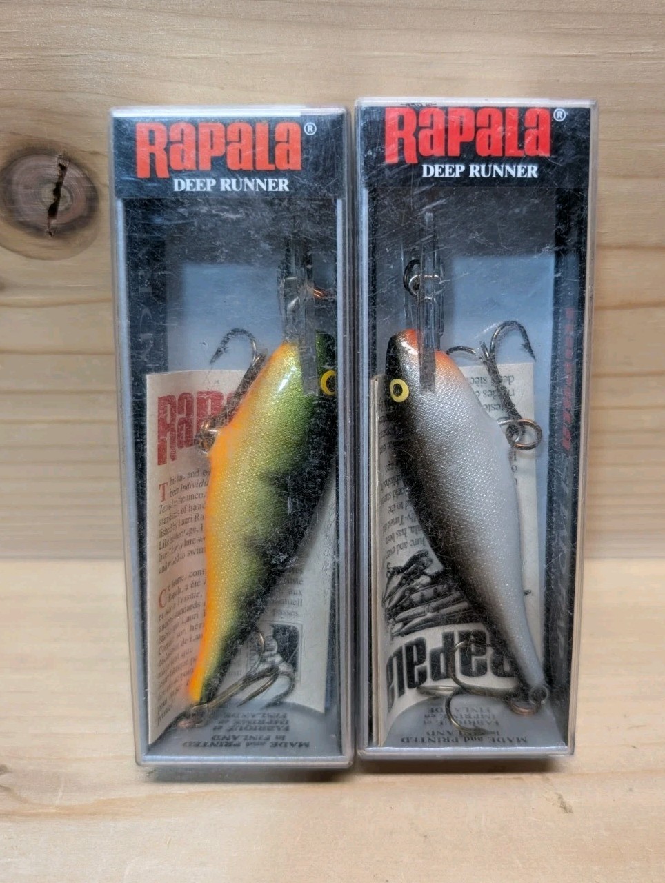 NOS Vintage Rapala Shad Rap SR-8S & Sr-8P Finland Fishing Lures (2) 1988-89