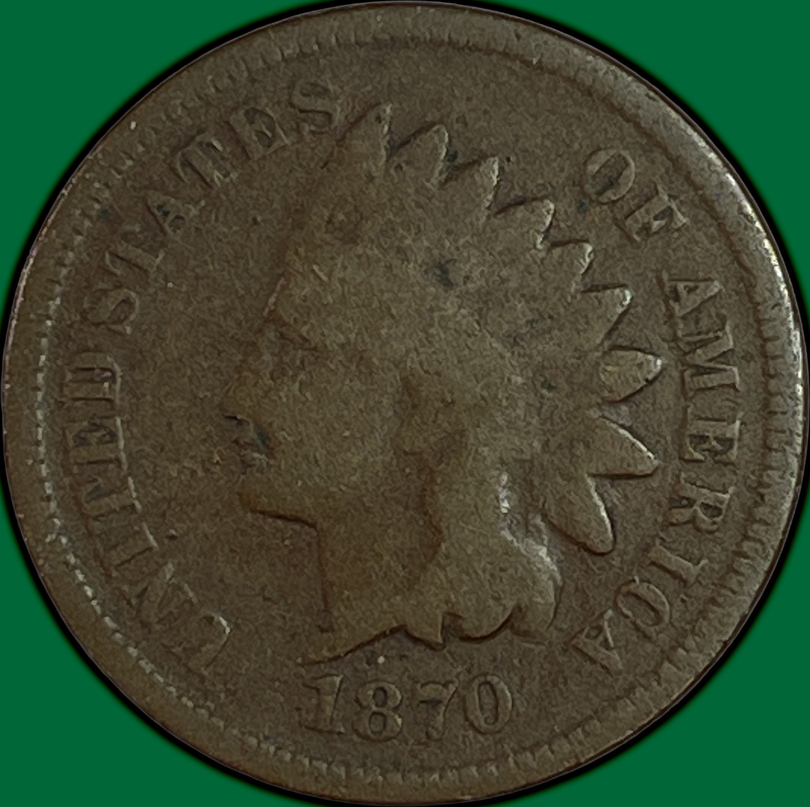 1870 Indian Head Cent Good G Coin #49160