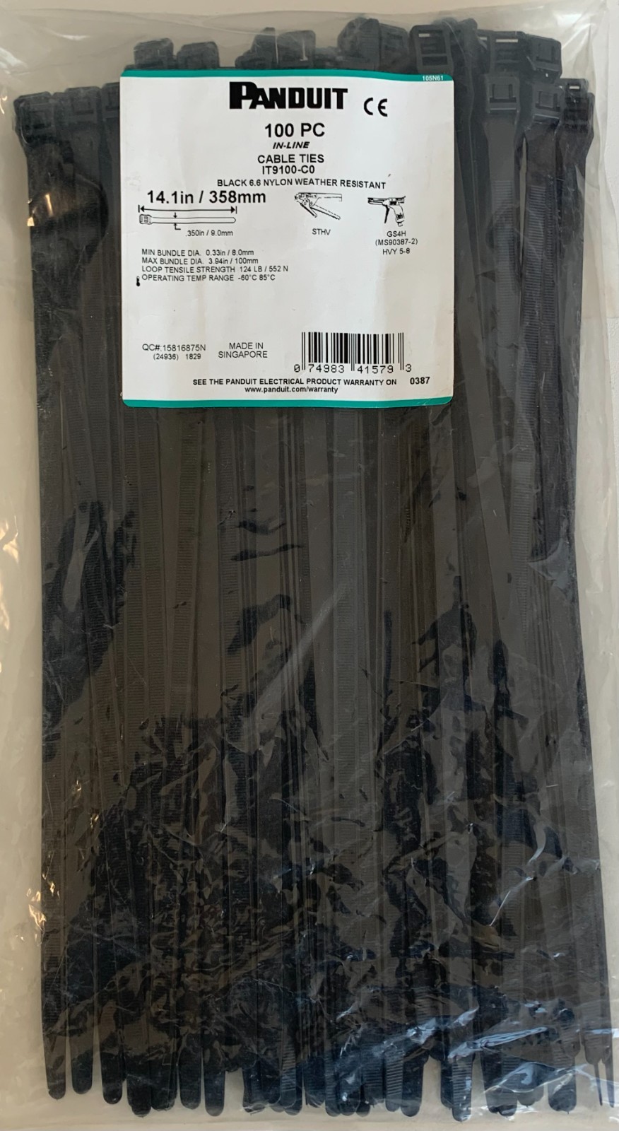 Panduit IT9100-C0 In-Line Cable / Zip Ties - Heavy Duty (100 Piece) Panduit IT9100-C0 In-Line Cable / Zip Ties - Heavy Duty (100 Piece)