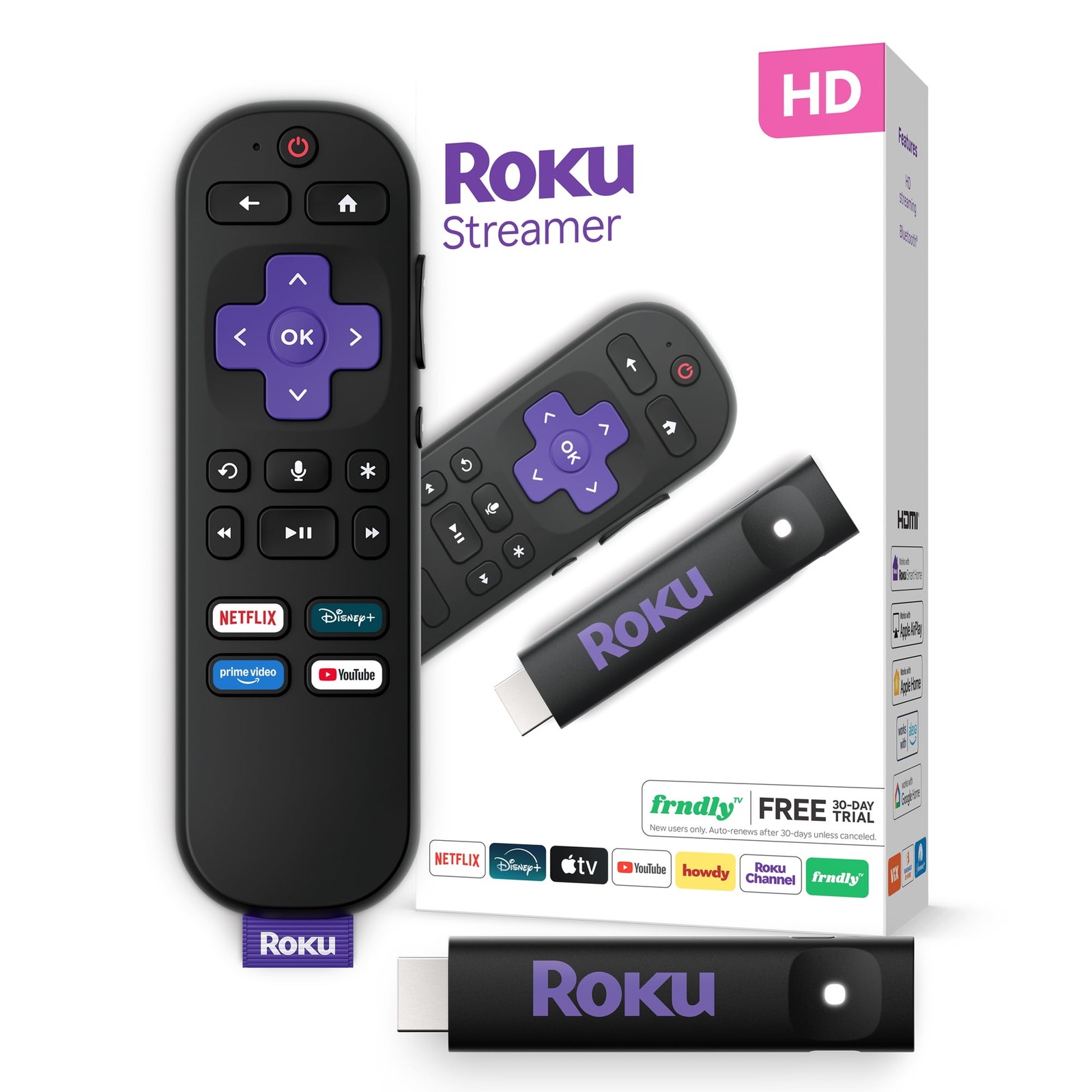 Roku HD Streaming Device for TV with Voice Remote Free Live TV Streamer