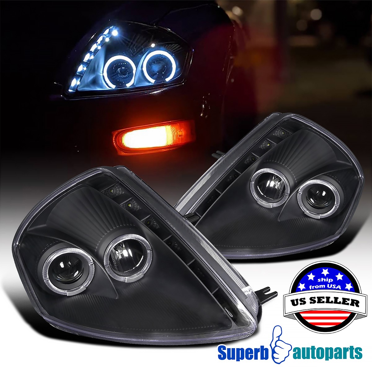 Fits 2000-2005 Mitsubishi Eclipse Black Halo Projector Headlights LED Tube Lamp Fits 2000-2005 Mitsubishi Eclipse Black Halo Projector Headlights LED Tube Lamp
