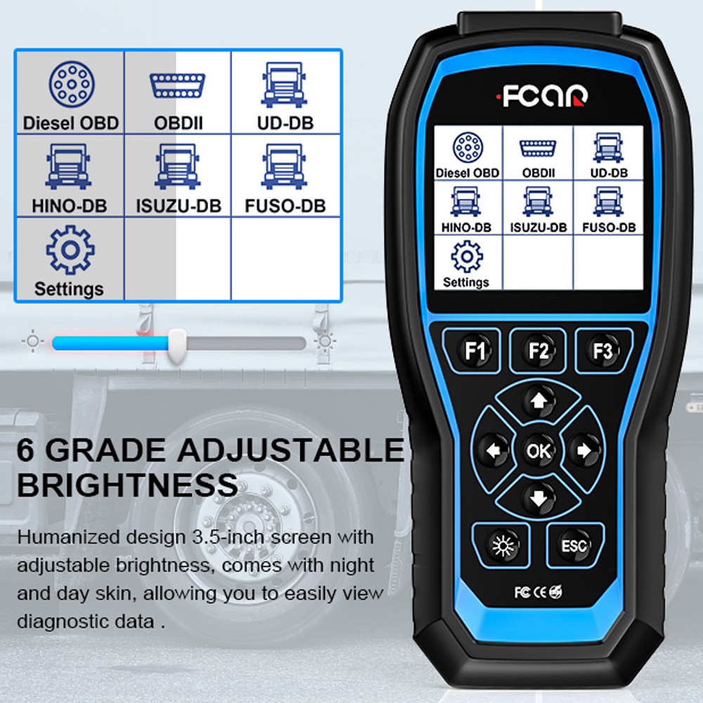FCAR 12/24V Heavy Duty Truck Diagnostic Scanner DPF Regen Oil Reset Full Systems