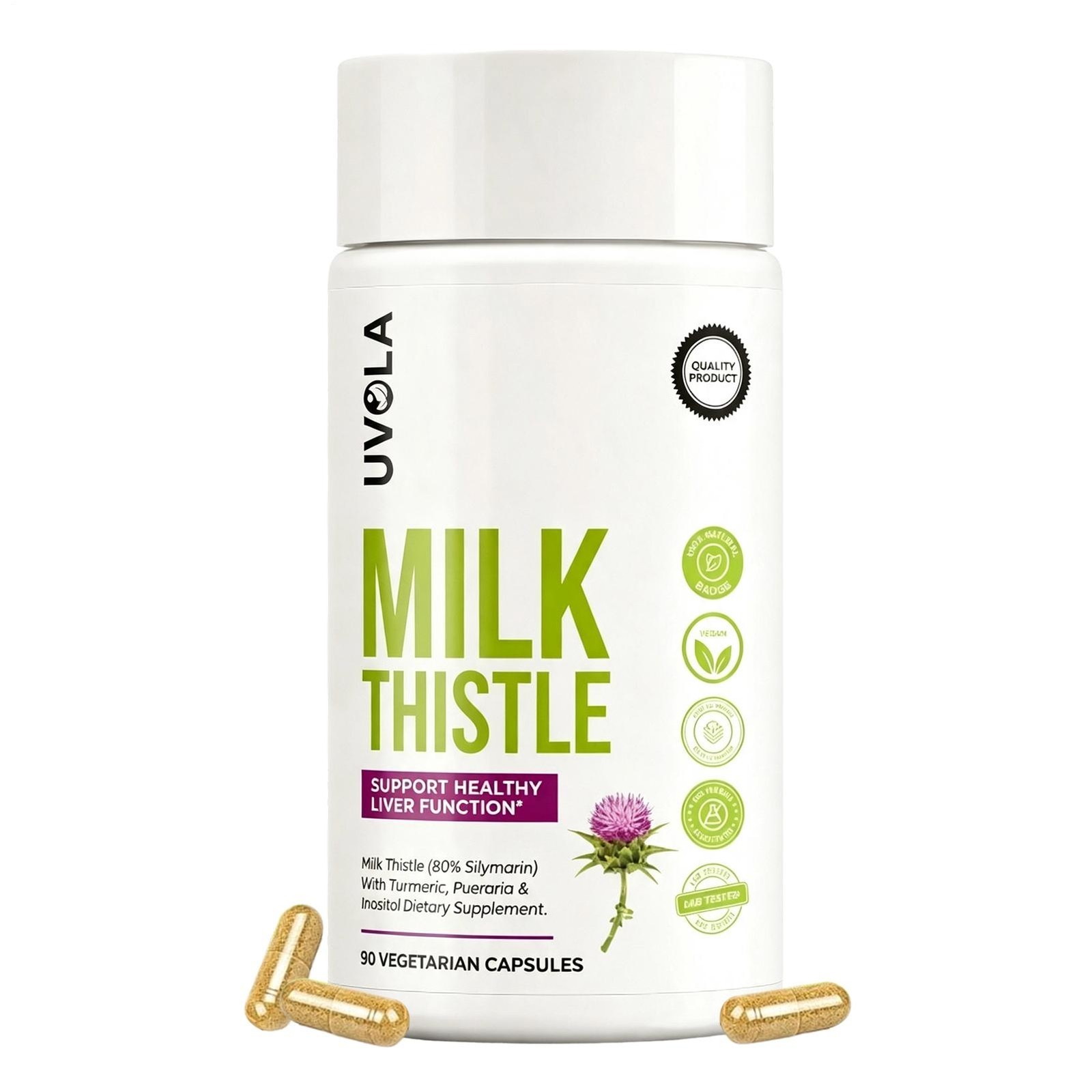 1-5 pack Uvola Milk Thistle Liver Detox - Natural Vegan Support - 90 Capsules 1-5 pack Uvola Milk Thistle Liver Detox - Natural Vegan Support - 90 Capsules