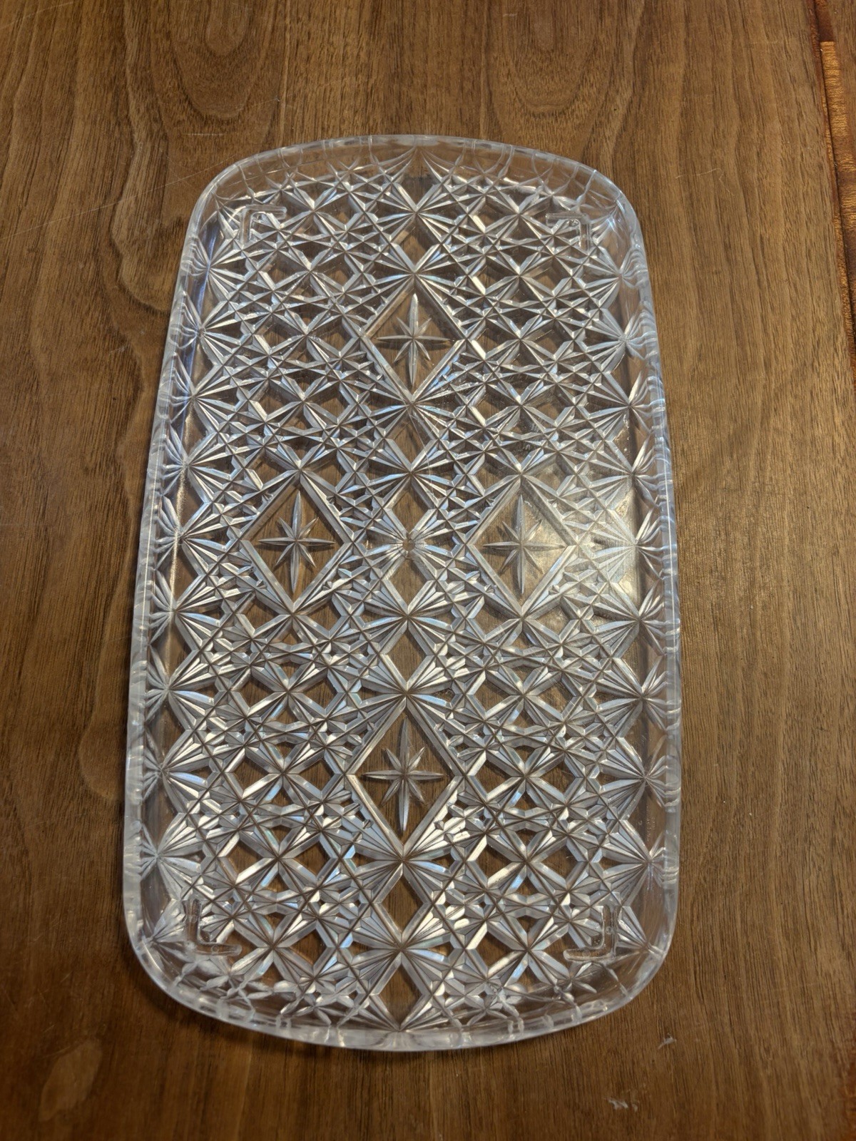Vintage 1960s Starburst Mid Century Atomic Clear Vanity Serving Tray Platter Vintage 1960s Starburst Mid Century Atomic Clear Vanity Serving Tray Platter