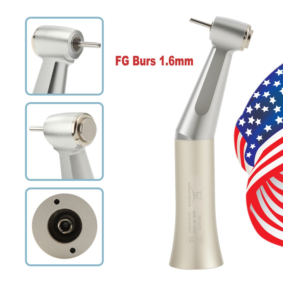 1-10 PCS Dental Contra Angle Low Speed Handpiece Push Fit FG Bur 1.6mm E-TYPE