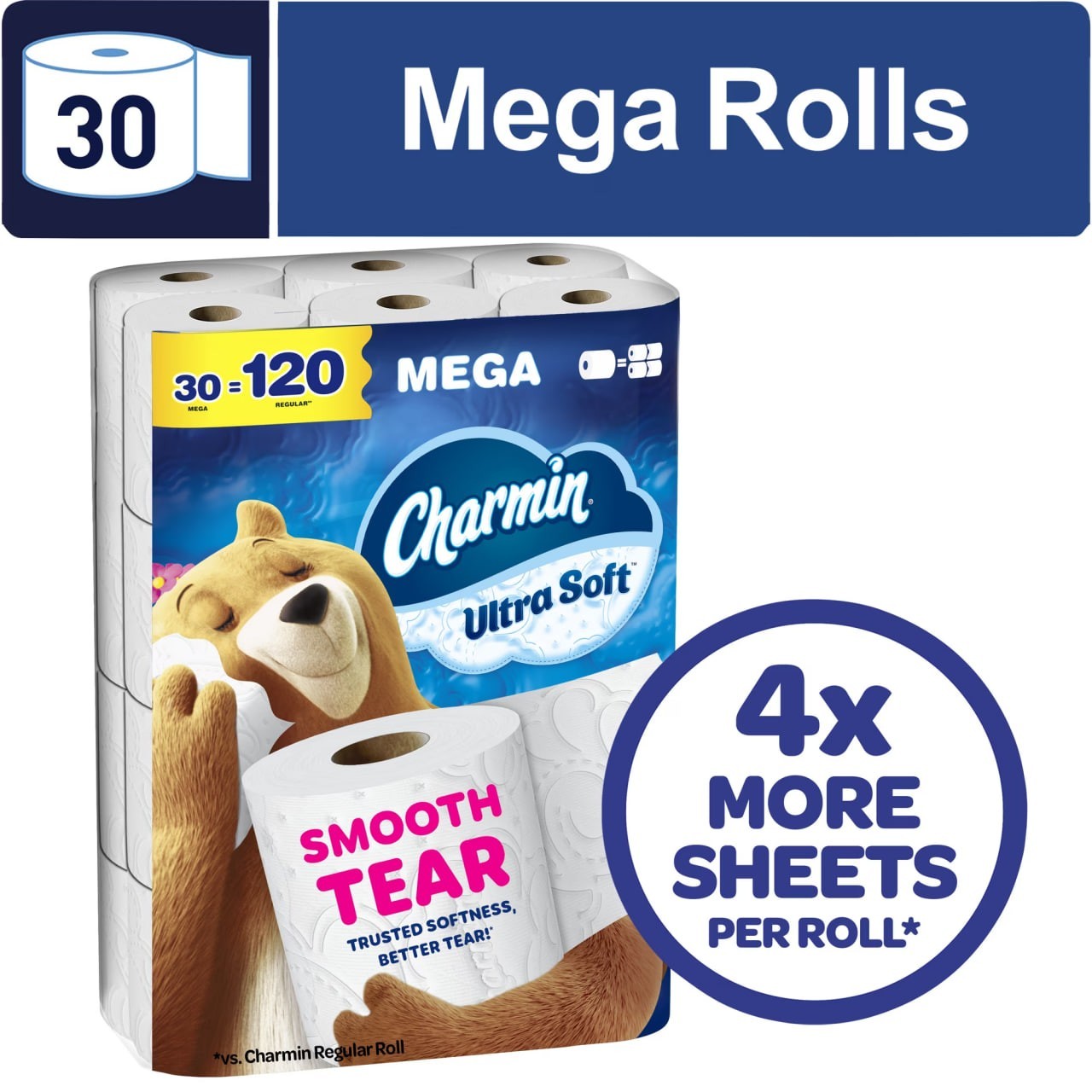 Charmin Ultra Soft Toilet Paper, 30 Mega Rolls, 2-Ply Bath Tissue Charmin Ultra Soft Toilet Paper, 30 Mega Rolls, 2-Ply Bath Tissue