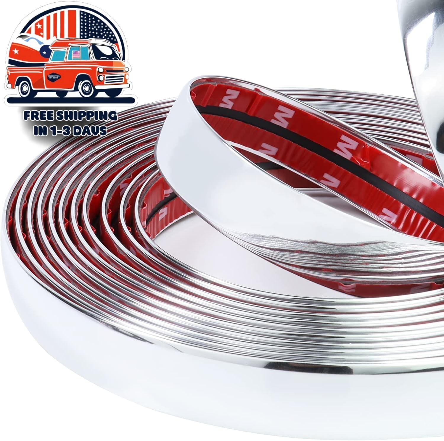 Moldura Cromada Para Coche 25Ft 1 Pulgada Adhesiva Resistente UV Y Rayones Autos Moldura Cromada Para Coche 25Ft 1 Pulgada Adhesiva Resistente UV Y Rayones Autos