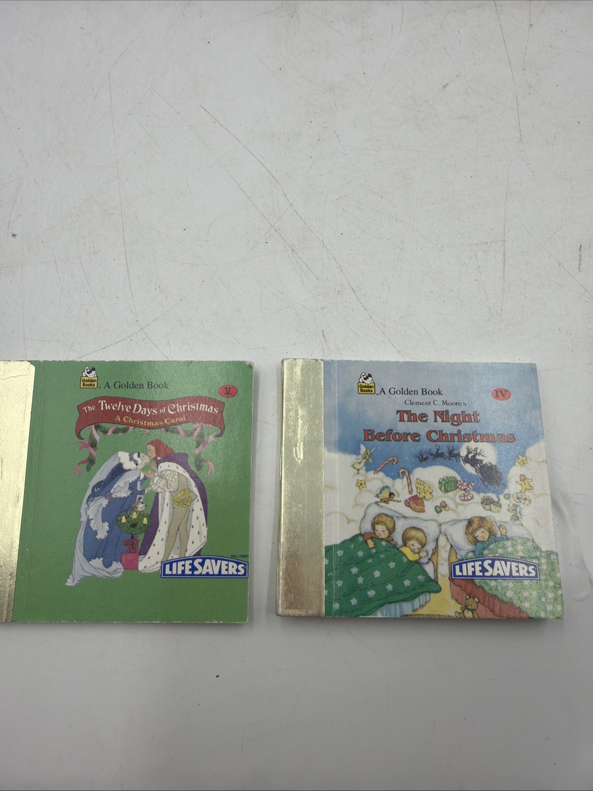 Vtg 1992 Life Savers Mini Golden Books Christmas Ornaments Night Before & 12 Day Vtg 1992 Life Savers Mini Golden Books Christmas Ornaments Night Before & 12 Day