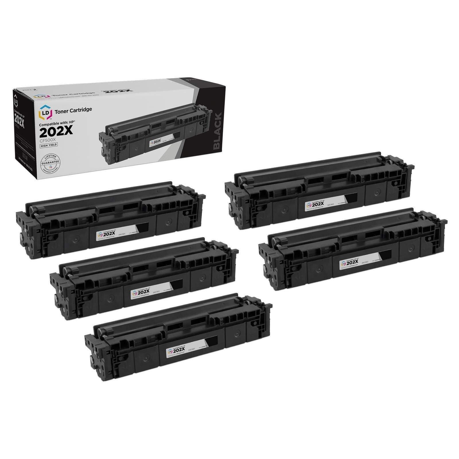 LD 5pk Comp Black Toner Cartridge Fits for HP 202X CF500X 202 LaserJet M254dw