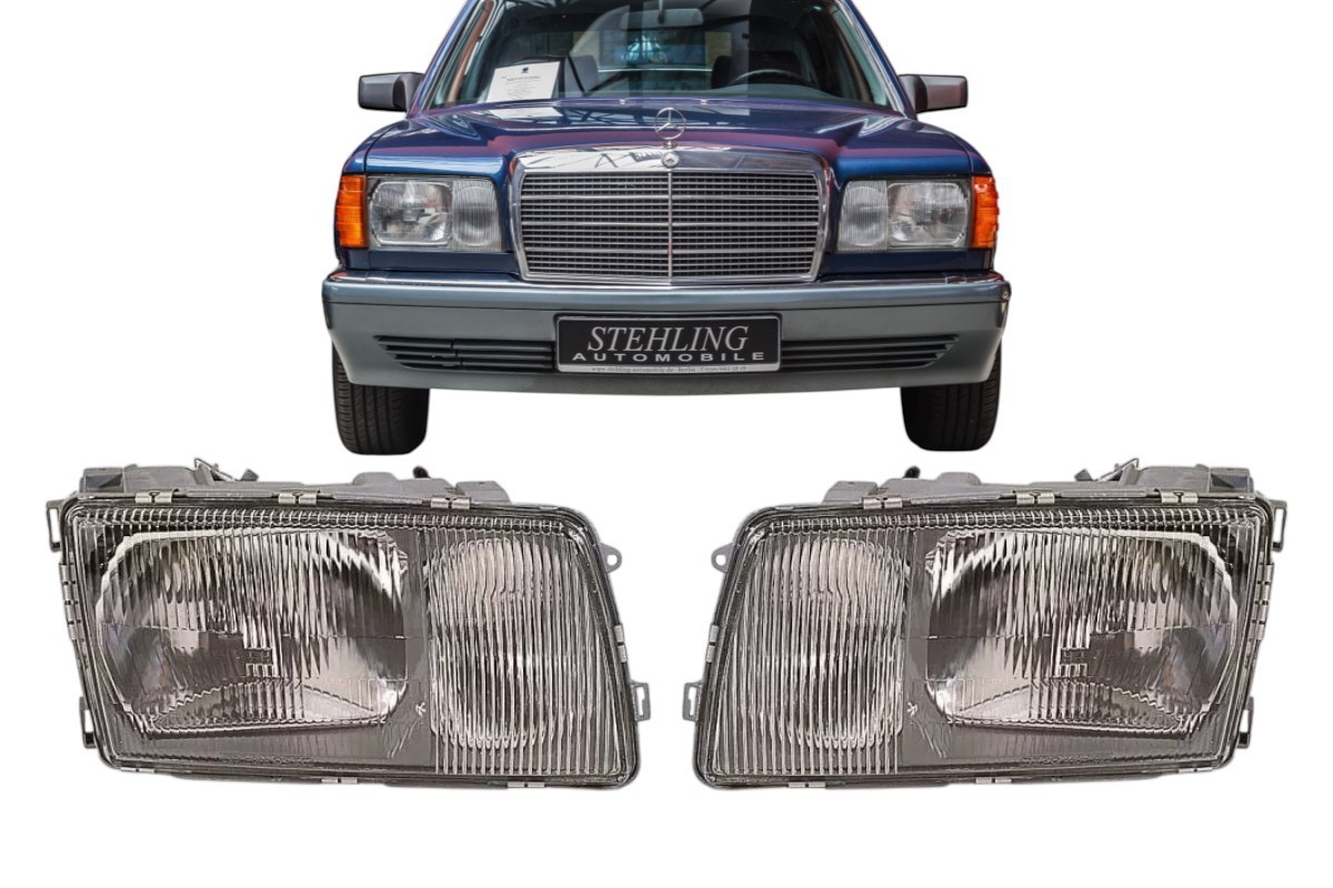 Headlight Right + Left Set 1979-1985 1st Generation For Mercedes W126 Headlight Right + Left Set 1979-1985 1st Generation For Mercedes W126