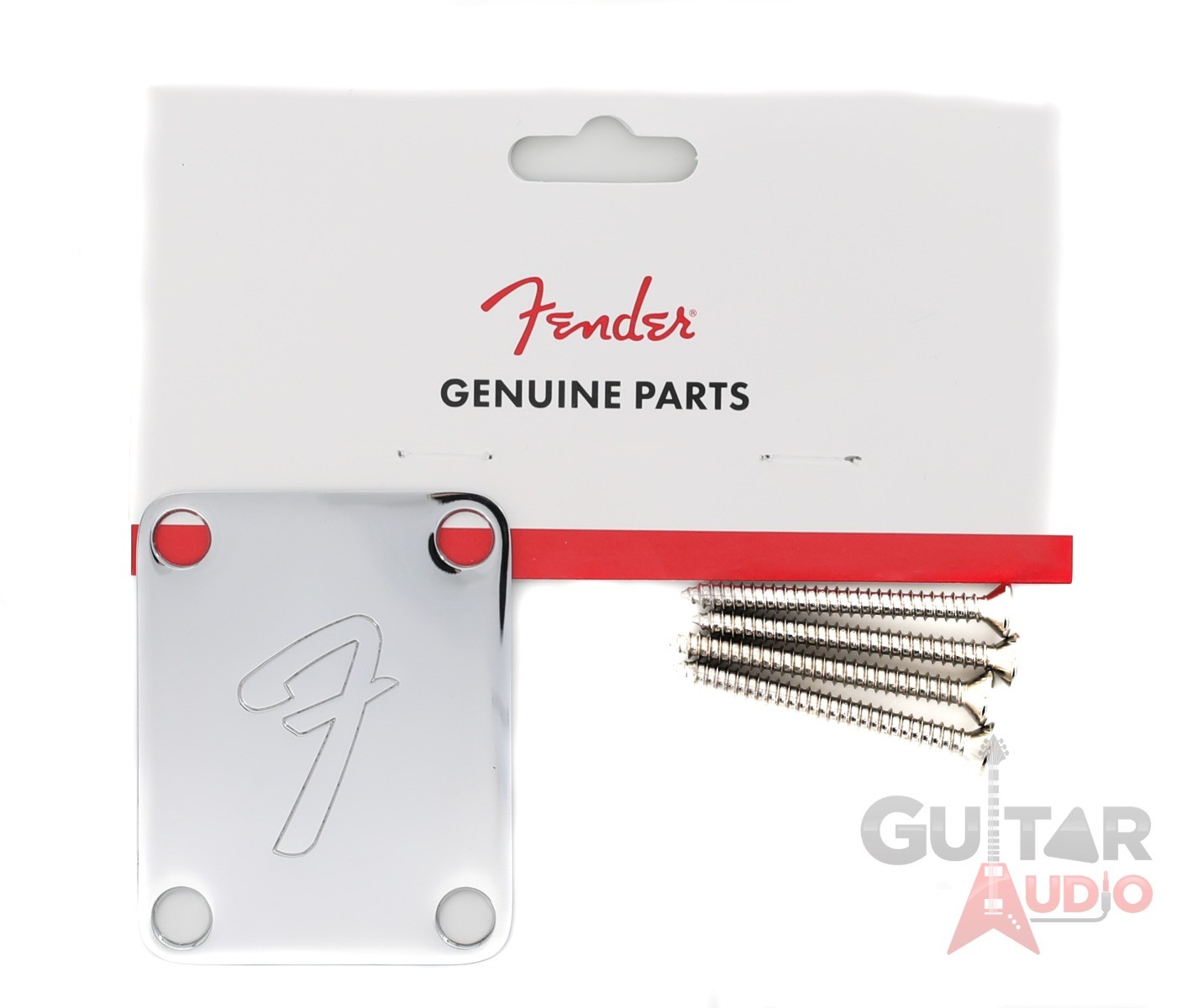 Genuine Fender '70s F Logo Strat/Tele 4-Bolt CHROME Guitar Neck Plate w/Screws Genuine Fender '70s F Logo Strat/Tele 4-Bolt CHROME Guitar Neck Plate w/Screws