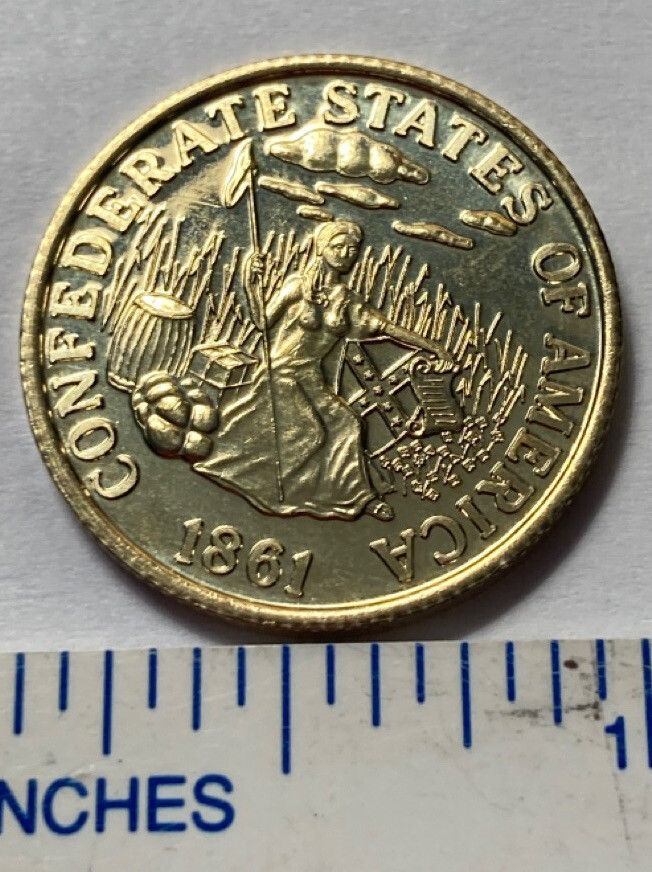 1861 CONFEDERATE STATES OF AMERICA TOKEN $5 GOLDEN CSA MEDAL CIVIL WAR COIN BU 1861 CONFEDERATE STATES OF AMERICA TOKEN $5 GOLDEN CSA MEDAL CIVIL WAR COIN BU