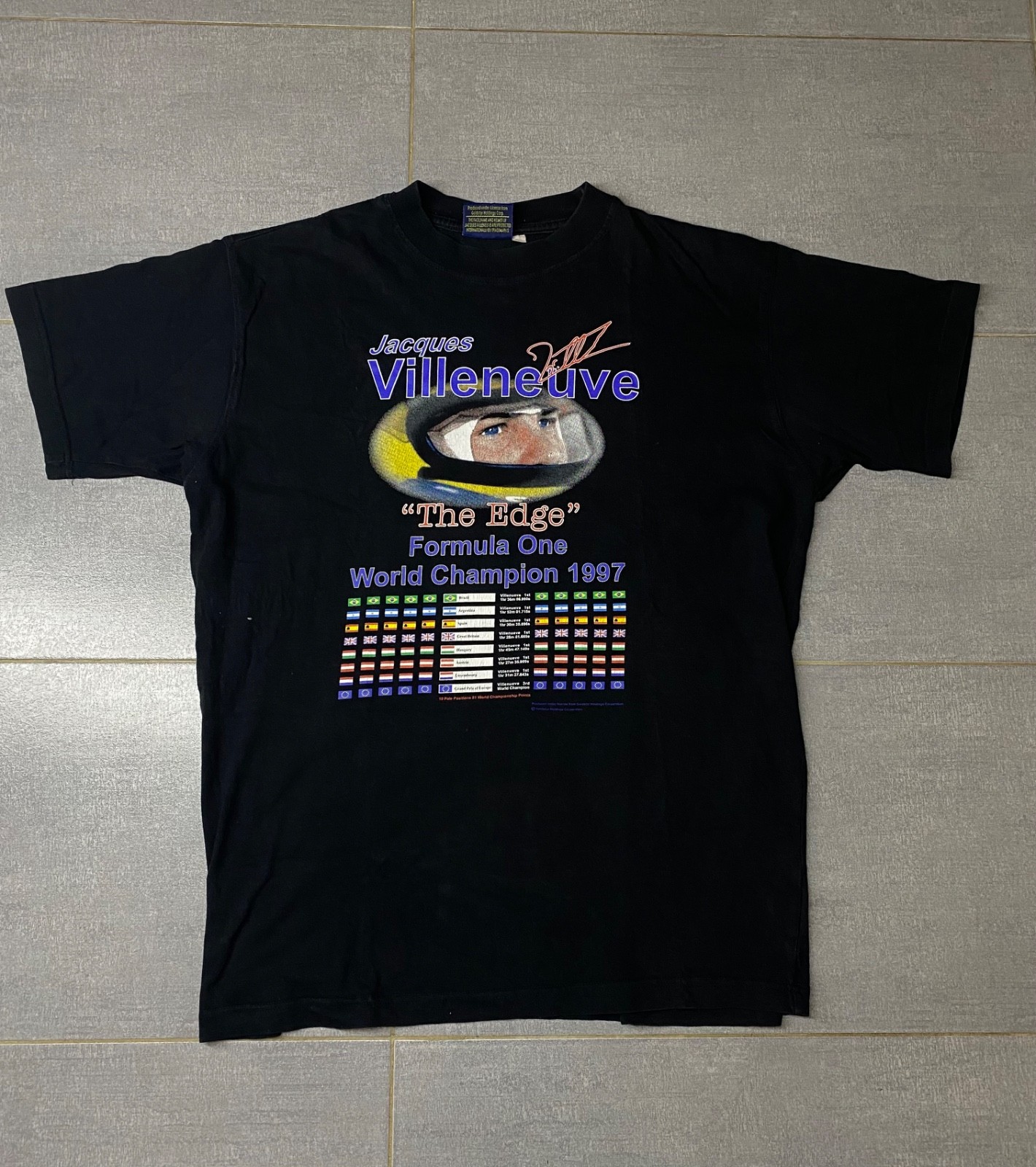 Vintage 90s Jacques Villeneuve F1 T-Shirt 1997 World Champion Formula 1 Tee M/L