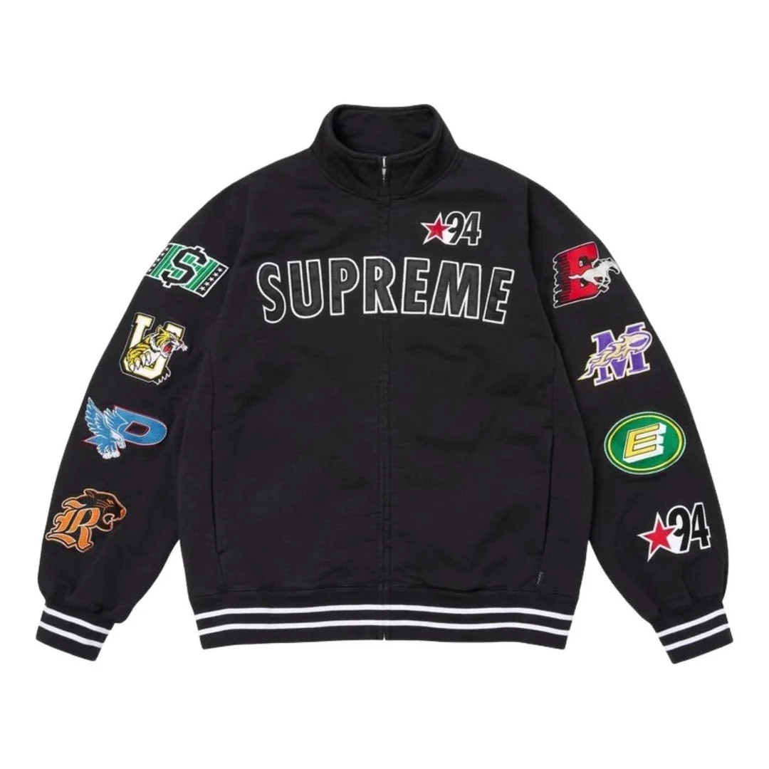 Supreme mascot zip up sweater with patches