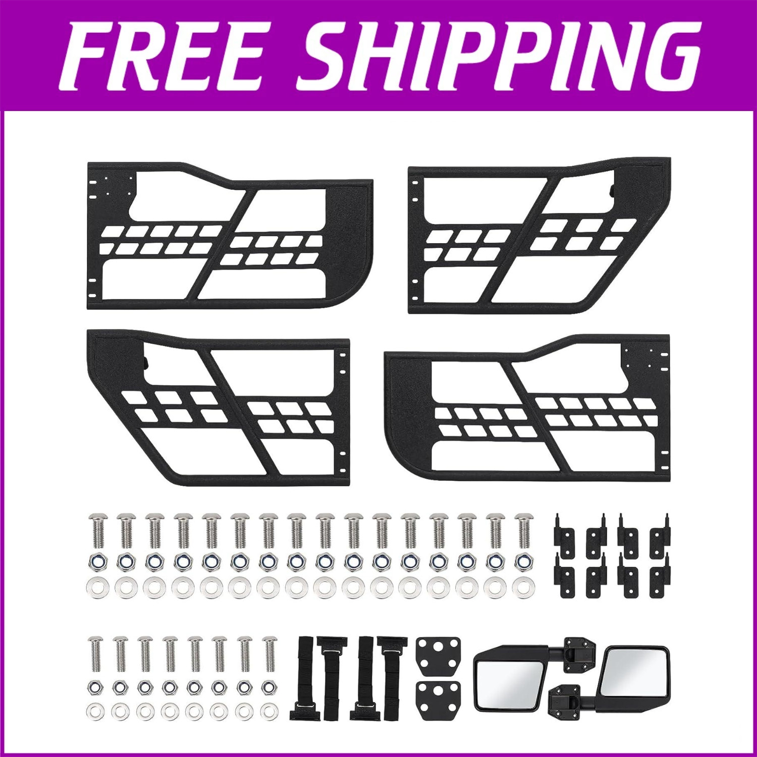 ❤️Set 4 Off Road Tubular Trail Doors with 2 Mirrors for Jeep Wrangler JK 2007-20 ❤️Set 4 Off Road Tubular Trail Doors with 2 Mirrors for Jeep Wrangler JK 2007-20