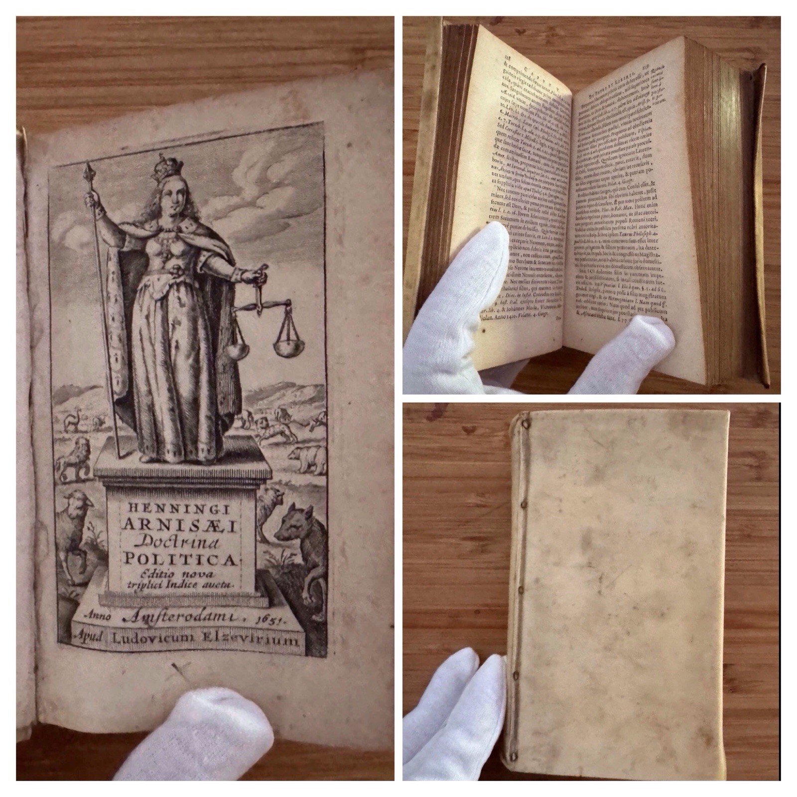 1651 Elzevir Arnisaeus Doctrina Politica Latin Book Antique Vellum Engraved