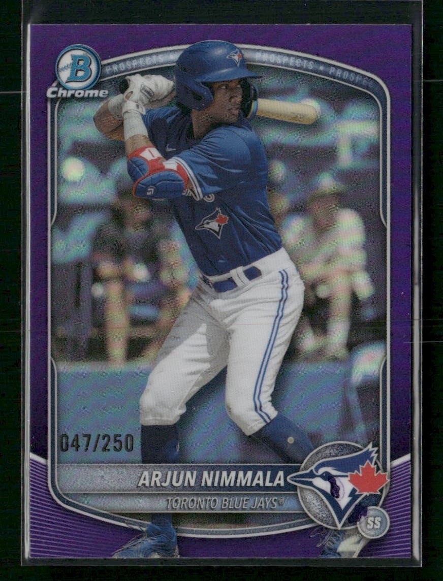 2025 Bowman Draft #BDC-35 Arjun Nimmala Chrome Purple Refractor #/250 2025 Bowman Draft #BDC-35 Arjun Nimmala Chrome Purple Refractor #/250