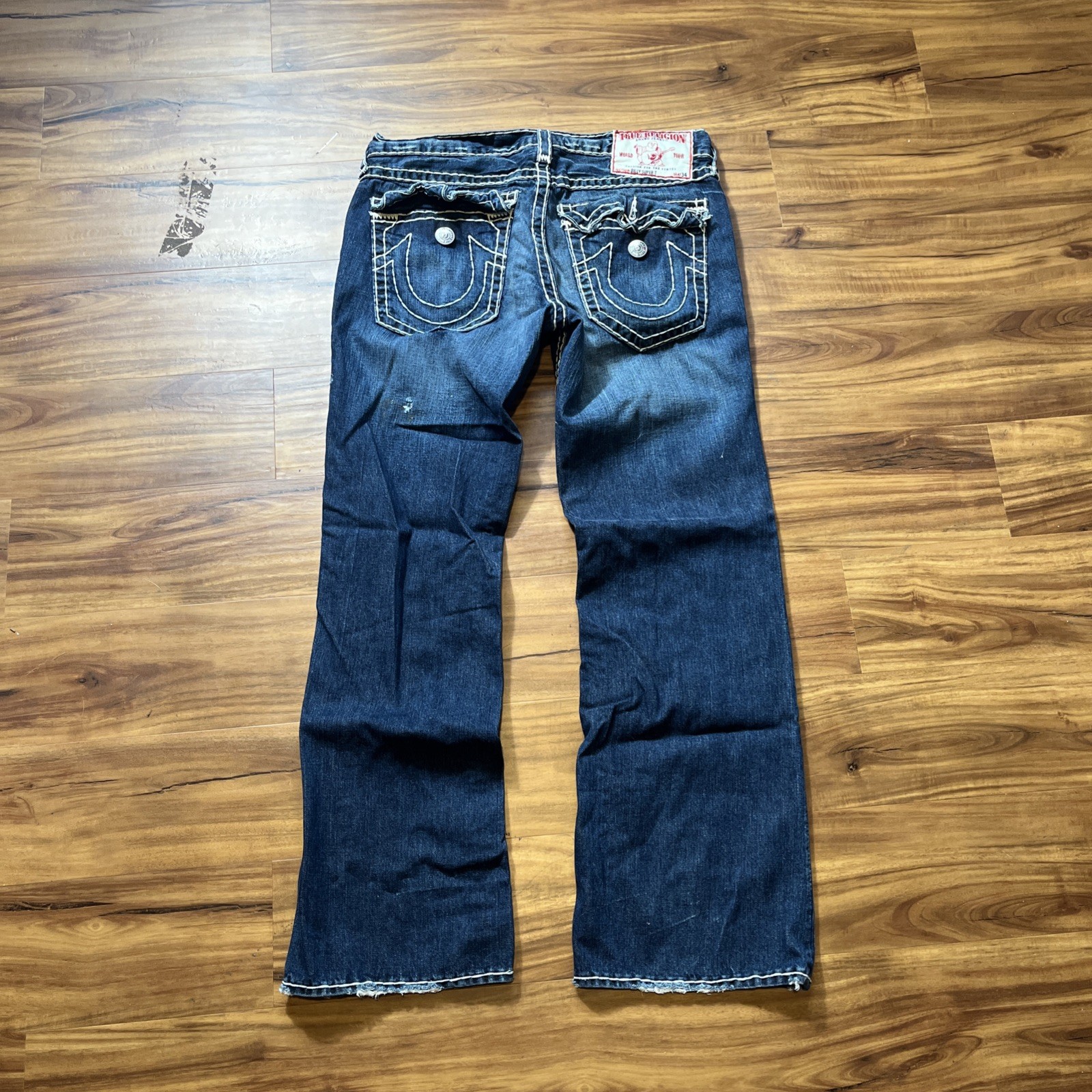 VTG True Religion Billy Super T World Tour Herren Jeans Dark Wash Bootcut 36x32