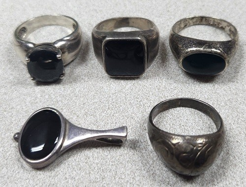 Vintage Sterling Silver Black Onyx Ring Pendant Jewelry Lot 5pc Estate S925