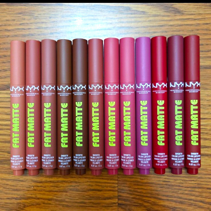 12 NYX Professional Makeup Fat Matte Lipstick Full Size Mixed Lot