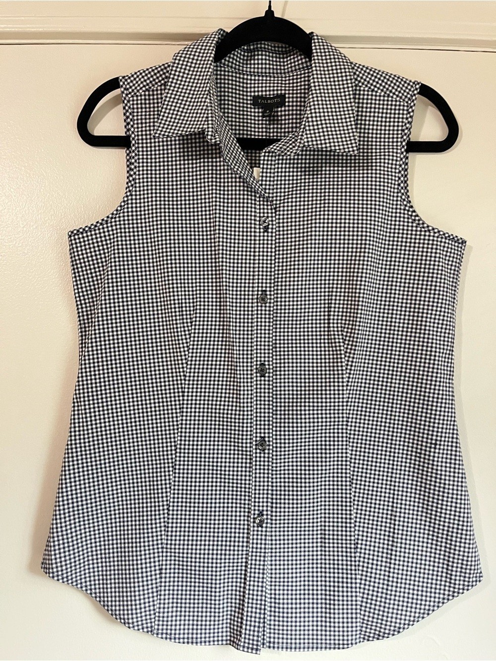 NWT Talbots Sleeveless Gingham Top Navy White Check Womens Size 8 Coastal NWT Talbots Sleeveless Gingham Top Navy White Check Womens Size 8 Coastal