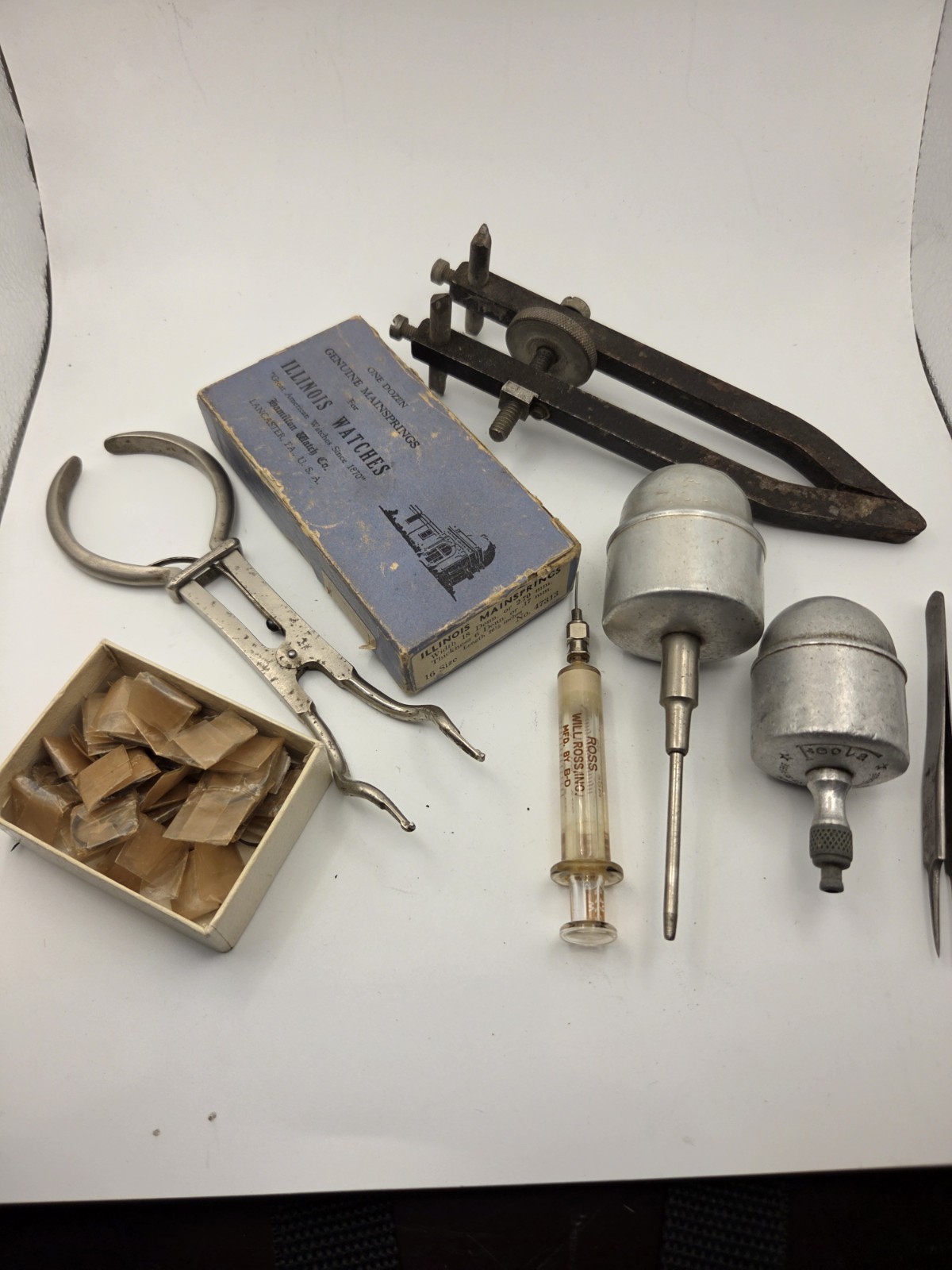 Vintage Watchmaker Tools. Estate Sale Tool Lot. Mainsprings, Tweezers, More Vintage Watchmaker Tools. Estate Sale Tool Lot. Mainsprings, Tweezers, More