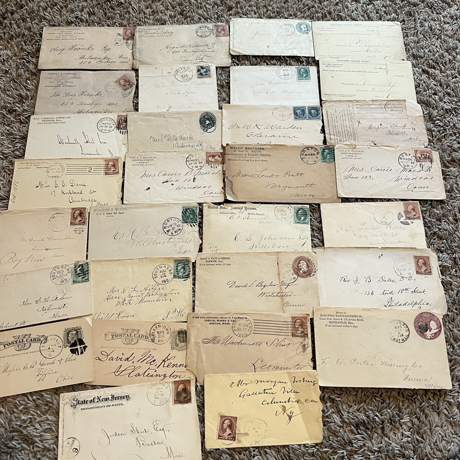 VINTAGE 1880's LOT OF 30 U.S. COVERS POSTAL CARDS ANTIQUE HANDSTAMP CANCELS VINTAGE 1880's LOT OF 30 U.S. COVERS POSTAL CARDS ANTIQUE HANDSTAMP CANCELS